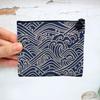 Linen-Effect Cosmetic Pouch, Hokusai Ocean Wave Design, 15 x 10 cm view 3