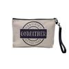 Linen-Effect Cosmetic Bag – Best Family Cousin, Brother, Sister, Mum, Dad, Mommy, Father, Mother, Godfather Badge Design view 1