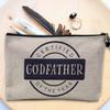 Linen-Effect Cosmetic Bag – Best Family Cousin, Brother, Sister, Mum, Dad, Mommy, Father, Mother, Godfather Badge Design view 3
