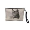 Linen-Look Cosmetic Bag with Cat Sketch, 23.5 x 15 cm view 1
