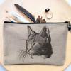 Linen-Look Cosmetic Bag with Cat Sketch, 23.5 x 15 cm view 3