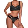 ZTIANEF Women's Sexy Mesh Three-Point Lingerie Pajama Set, XL view 1