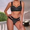 ZTIANEF Women's Sexy Mesh Three-Point Lingerie Pajama Set, XL view 2