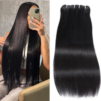 Brazilian Straight Hair Bundles, 100% Unprocessed Human Hair, Natural Black, 18/20/22 in