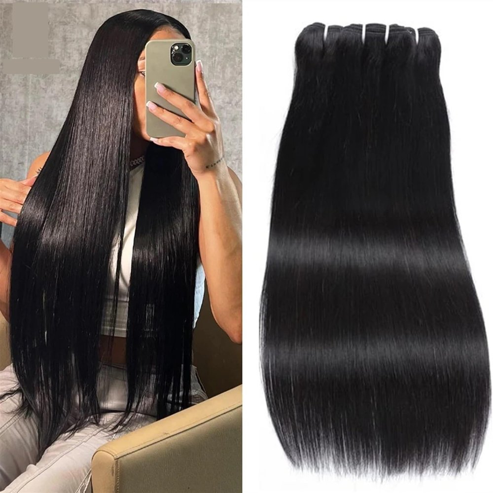 Brazilian Straight Hair Bundles, 100% Unprocessed Human Hair, Natural Black, 18/20/22 in