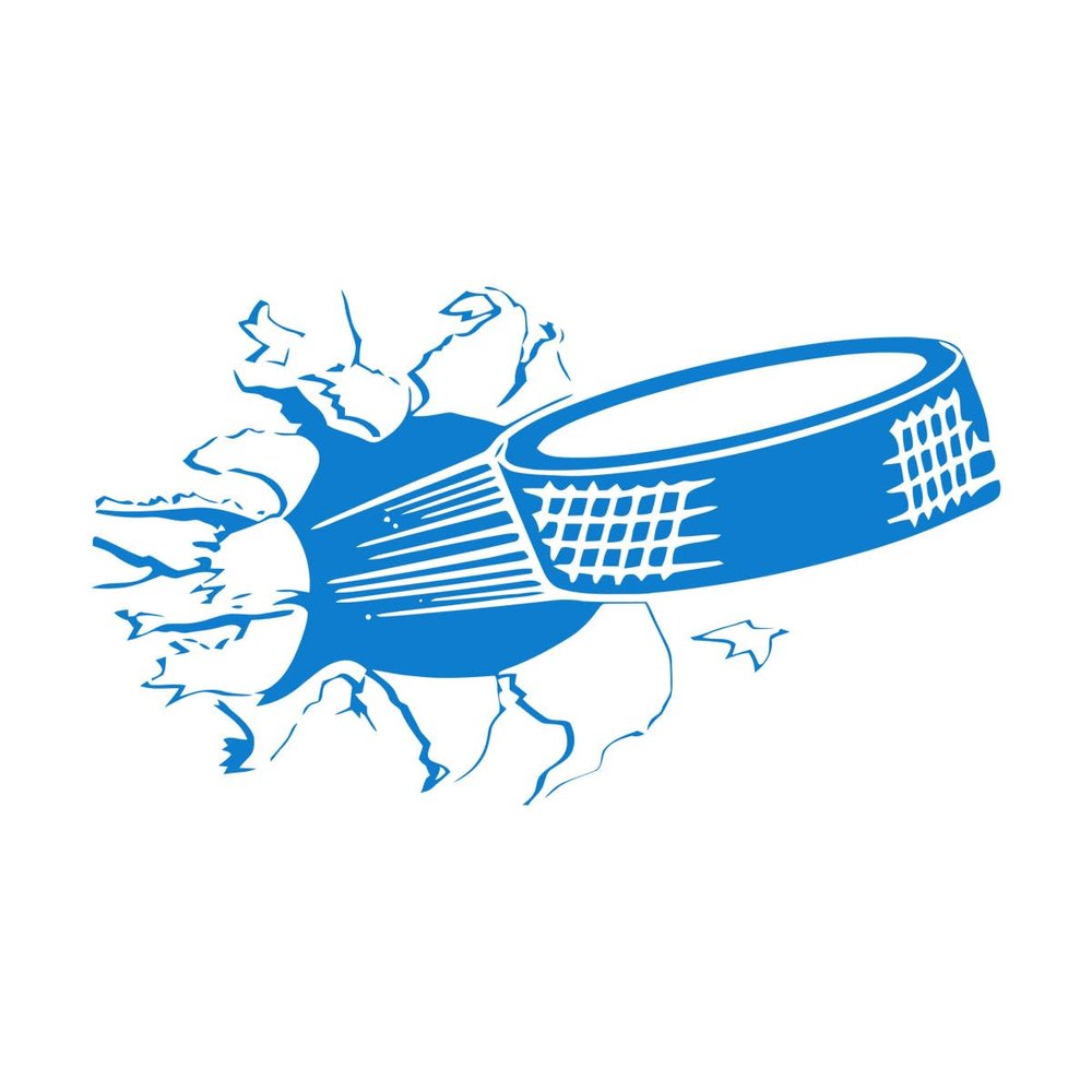 Sports Wall Sticker, Ice Hockey Art, Kids Playing Hockey, Puck Breaking Through Wall, 33 x 57 cm