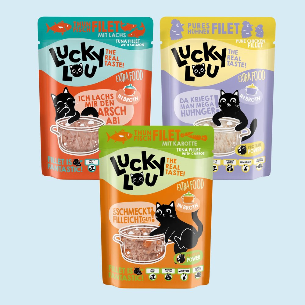 Lucky Lou Extrafood Wet Cat Food Variety Pack, 36 x 70 g