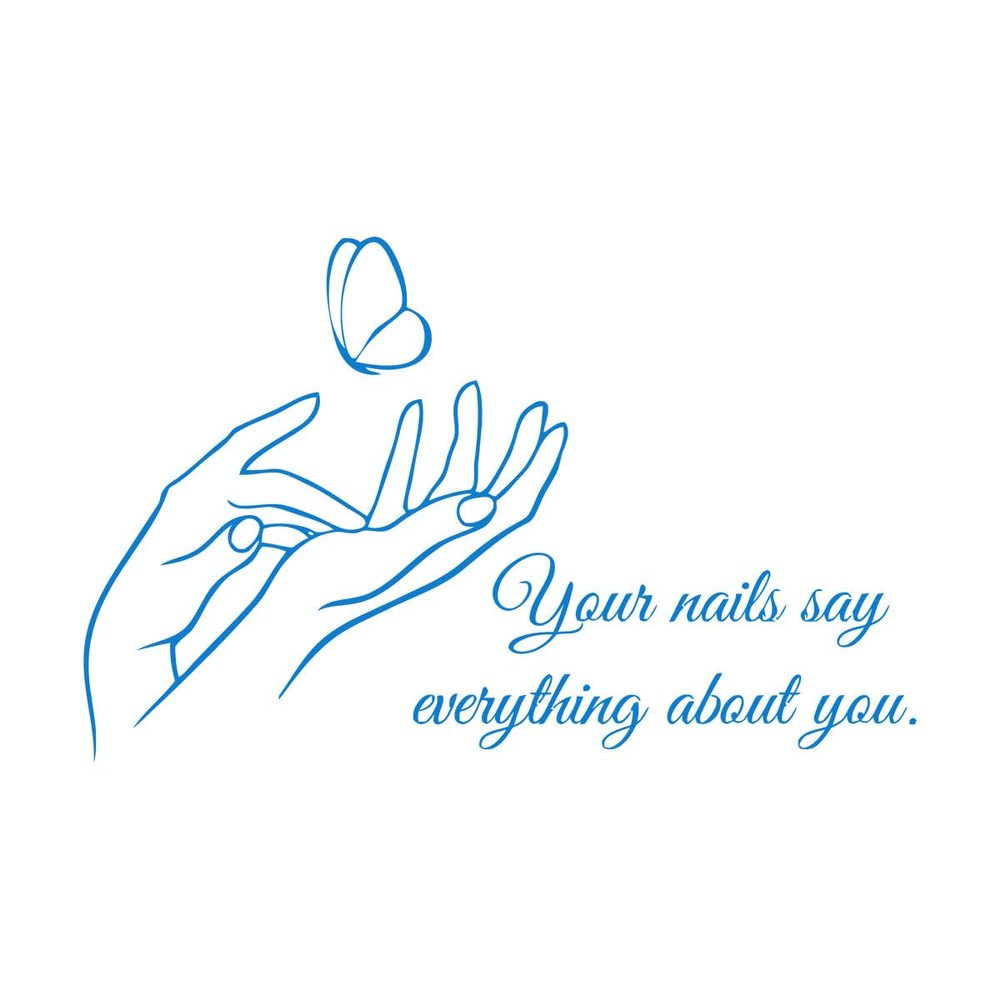 Manicure Nail Quote Vinyl Wall Decal with Butterfly, 66 x 42 cm