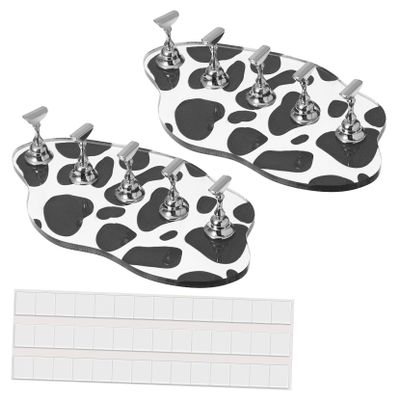 2-Piece Acrylic Nail Holders with Cow Print for Manicure