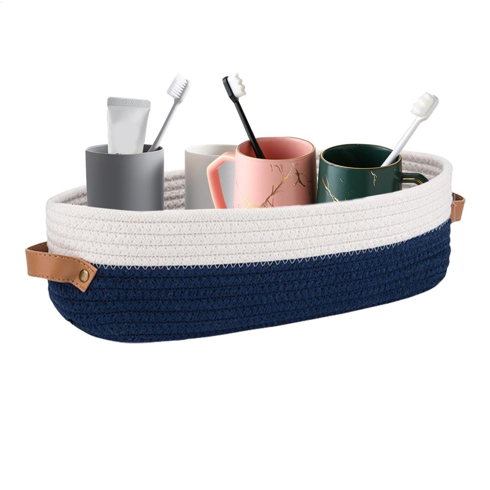 Oval Foldable Handwoven Cotton Rope Storage Basket