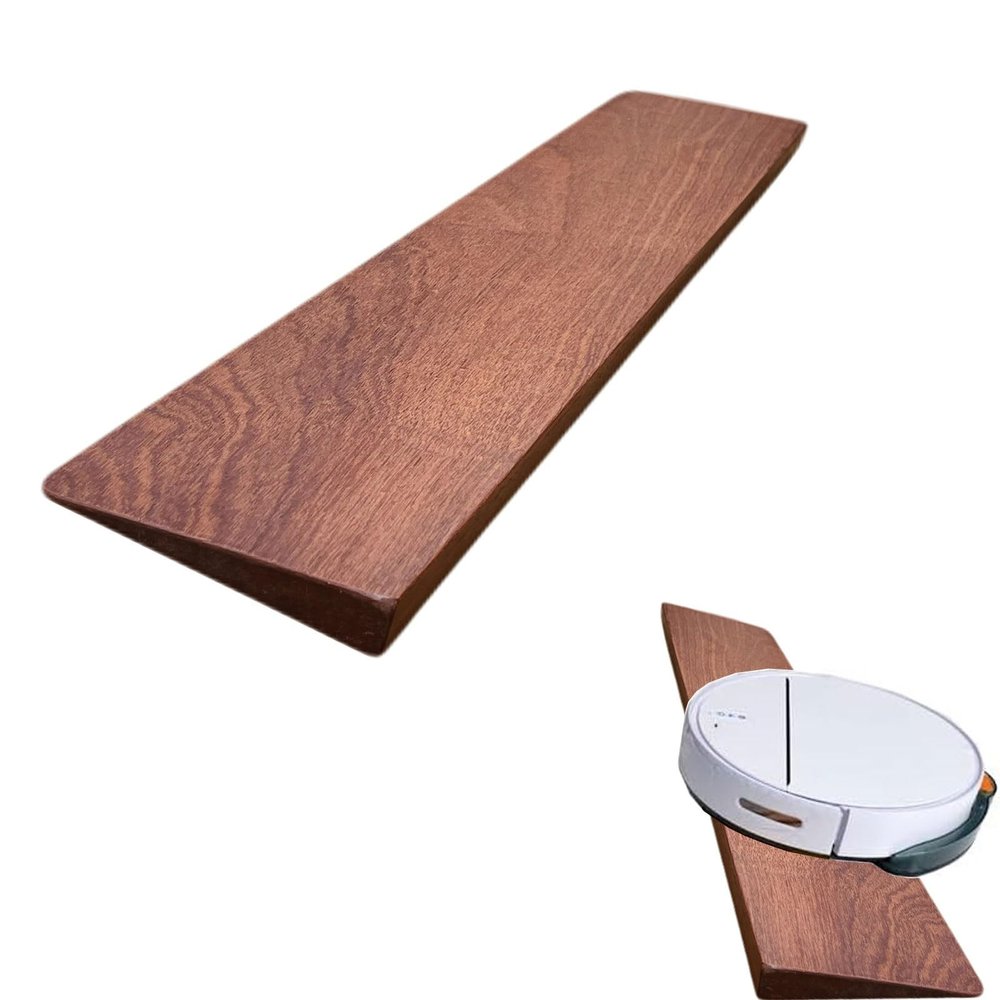 Wooden Threshold Ramp for Robot Vacuums, Wheelchairs and Strollers, 60 x 10 x 2 cm