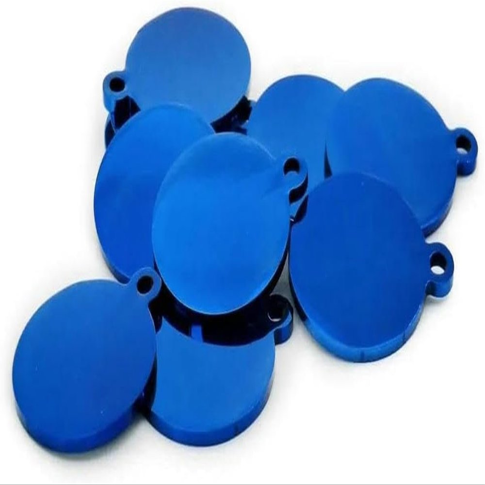 100-Piece Set of Custom-Engraved Blank Dog Tags, Personalized Stainless Steel Pet ID Tags, Pet Name and Phone Number, Round, Blue, M, 30 x