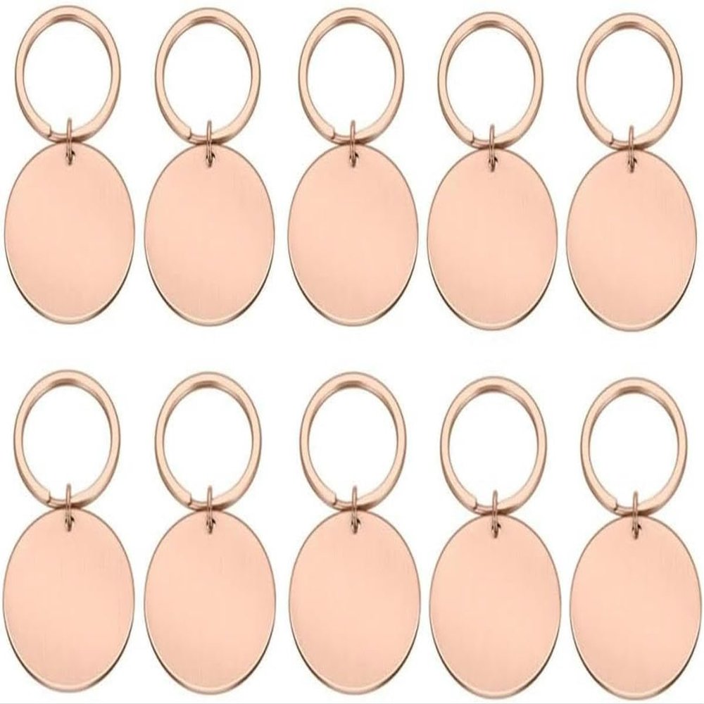 10-Pack Blank Stainless Steel Pet Name Tags, Round, 20/25/30 mm, Rose Gold, 30 x 30 mm