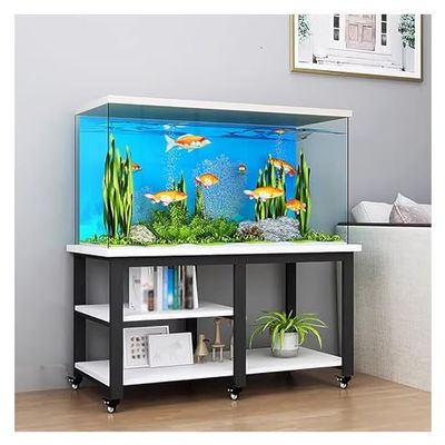 20 30 10 Gallon Fish Tank Stand with Wheels and Storage, Metal & Wood Aquarium Rack System, Rolling Breeding Tank Stand, 77 cm Tall Terrarium Stand (Color: #1, Size: (L × W × H) 90 × 40 × 75 cm)