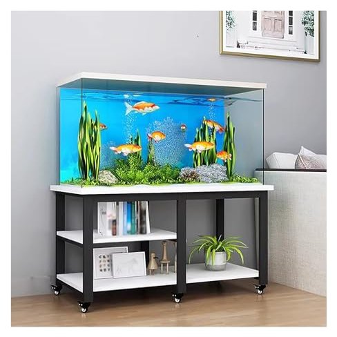 20 30 10 Gallon Fish Tank Stand with Wheels and Storage, Metal & Wood Aquarium Rack System, Rolling Breeding Tank Stand, 77 cm Tall Terrarium Stand (Color: #1, Size: (L × W × H) 90 × 40 × 75 cm)
