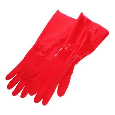 2 Pairs of Red Non-Slip PVC Household Cleaning Gloves