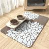 Hearda Non-Slip Dog Feeding Mat, Floral Pattern, Absorbent Quick-Dry Pet Bowl Mat, Light Brown, 20 x 30 cm view 1