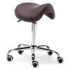 JAVPTAV Saddle Stool with Wheels, PU Leather, Swivel Salon Seat, Adjustable 48–60 cm, Brown view 1