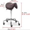 JAVPTAV Saddle Stool with Wheels, PU Leather, Swivel Salon Seat, Adjustable 48–60 cm, Brown view 2