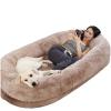 2,180 × 115 × 30 Extra-Large Dog Bed for Humans, Adults, and Pets with Removable, Washable Faux-Fur Cover, Pillow, and Blanket view 1