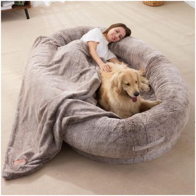 180 x 132 x 30, Large Human Dog Bed, Bean Bag-Style Pet Bed, Floor Cushion with Blanket Cover