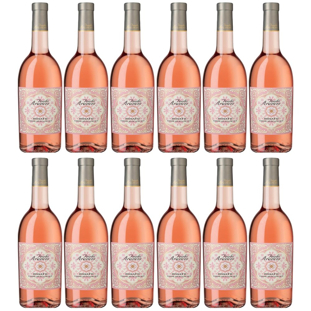 Feudo Arancio Rosato Sicilia DOC Dry Italian Rosé Wine with FeinWert E-Book, 12 x 0.75 L