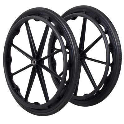 20/22/24-Inch Wheelchair Rear Wheels, Solid Puncture-Proof Anti-Slip PU Tires, One-Piece Molded Wheels with 12 mm Bearings, 2-Pack