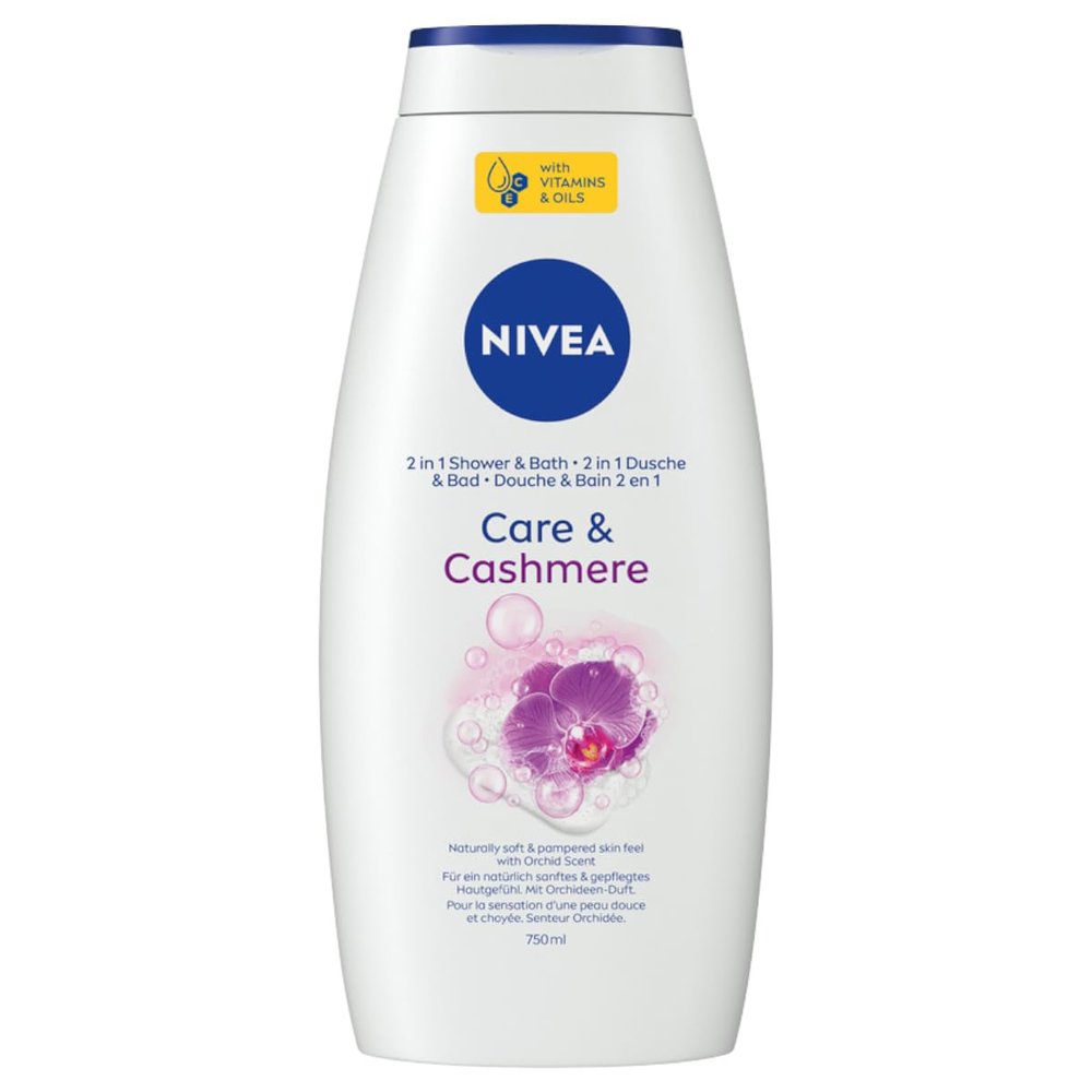 NIVEA Care & Cashmere 2-in-1 Shower Gel & Bath Cream, 750 ml