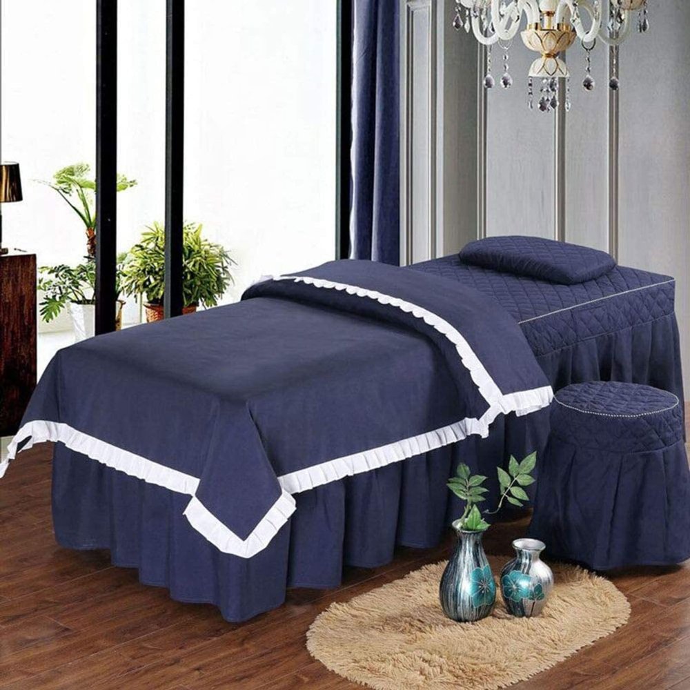 4-Piece Massage Table Sheet Set with Face Rest Hole