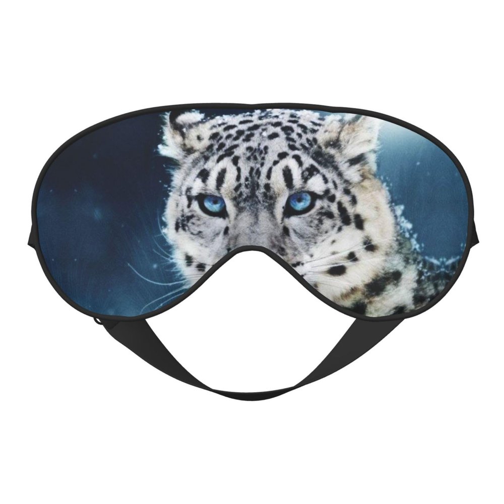 Blue-Eyed Snow Leopard Eye Mask, Double-Sided, Soft, Blackout