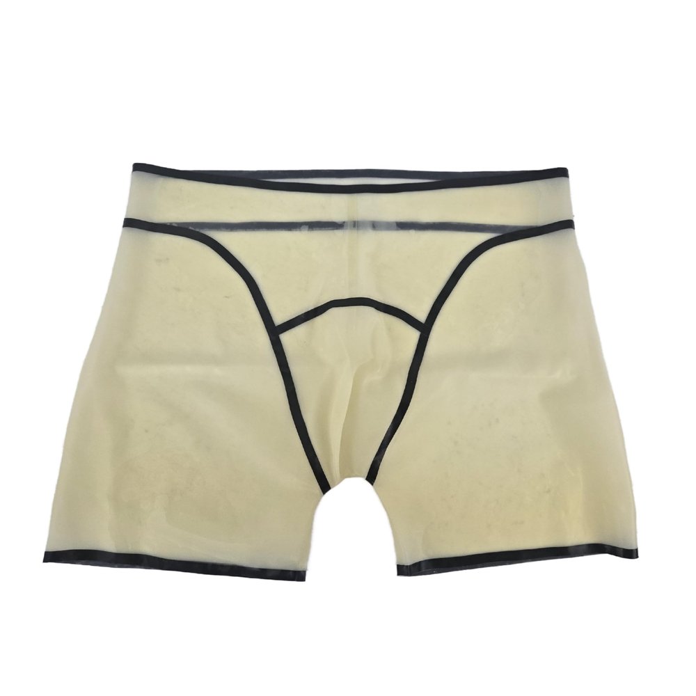 Transparent Latex Shorts with Black Trim, Size XL