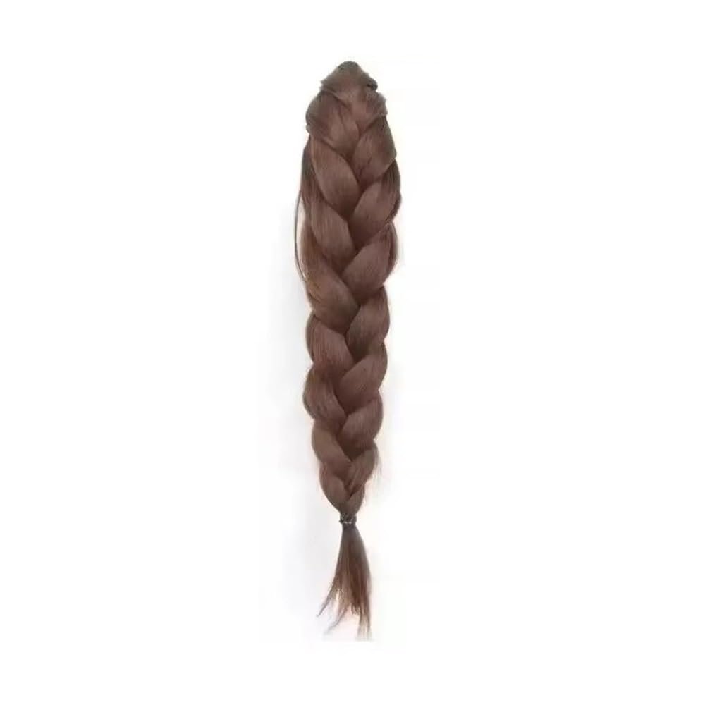 18-Inch Synthetic Fishtail-Braid Ponytail Extension with Claw Clip, Light Brown