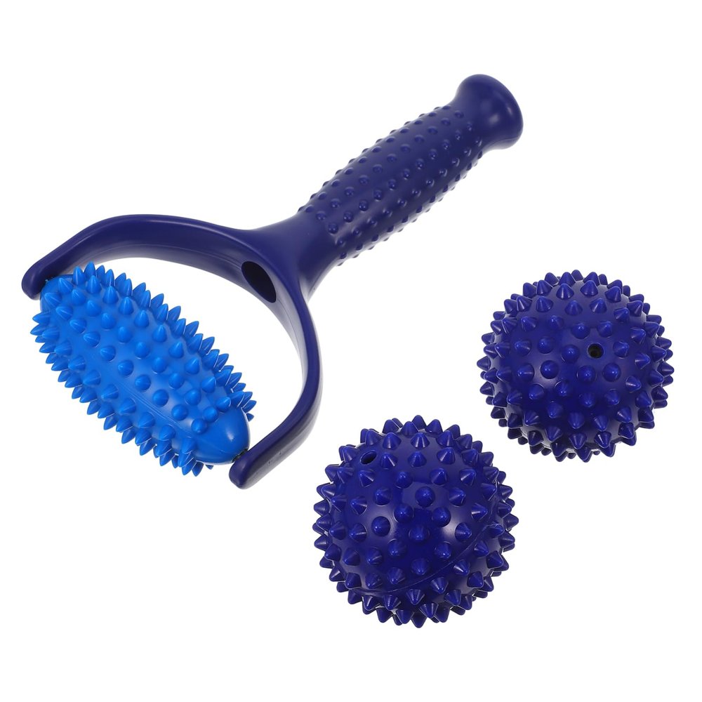 SECFOU Manual Muscle Roller with 2 Massage Balls, Compact ABS and PVC Design for Self-Massage of Feet and Neck at the Gym