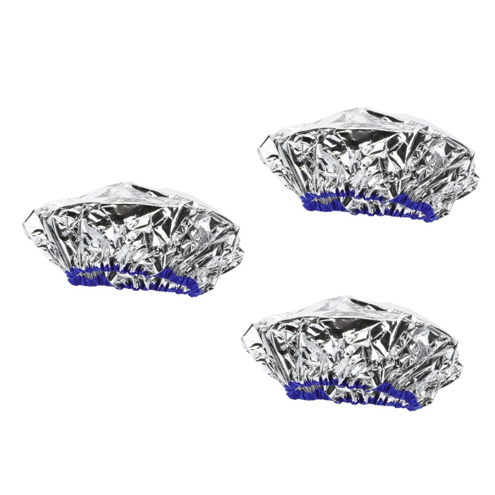 TOVINANNA 3-Pack Self-Heating Aluminum Foil Hair Caps for Deep Conditioning