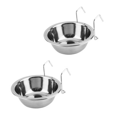 Hanging Stainless Steel Dog Bowls for Crates, 2-Piece Set, Silver