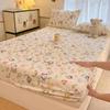 Thick Warm Milk Velvet Fitted Sheet, Cartoon-Printed Fleece Mattress Cover, 360-Degree Wrap, xiaogouchayuan, 120 x 200 x 25 cm, 1 Count view 1