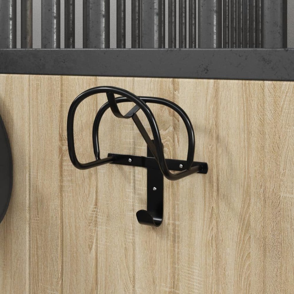 Homgoday Black Wall-Mounted Iron Bridle Hanger