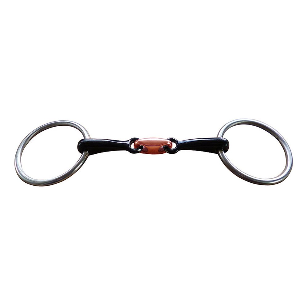 KXWDKJ Horse Bit, Black Steel Ring, Double-Jointed Copper Mouthpiece with Elliptical Links, for Training and Riding (Black, 10.5 cm)
