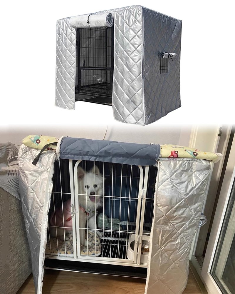 Dog Crate Cover for Indoor and Outdoor Use with Roll-Up Door and Window, Breathable Privacy Cover, Insulating and Light-Blocking