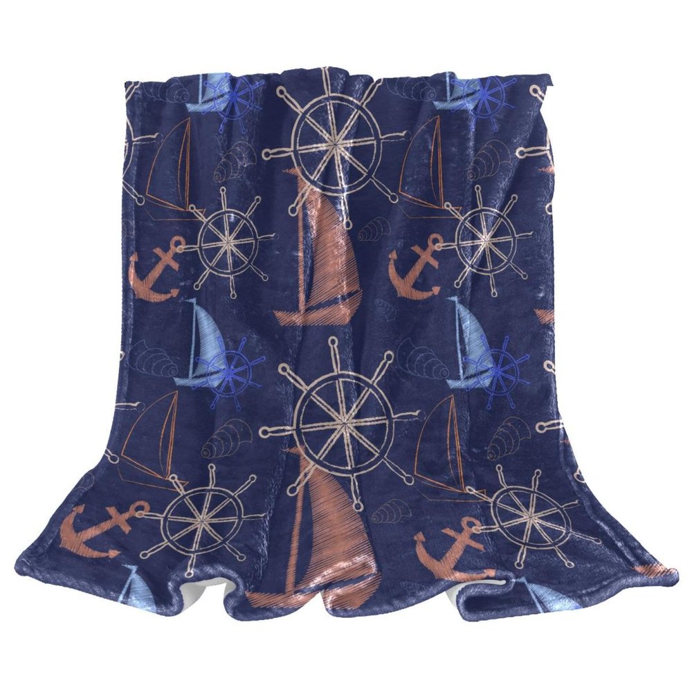 Boat Cozy Throw Blanket, Warm, Soft, Fluffy Microfiber Fleece, 150 x 100 cm