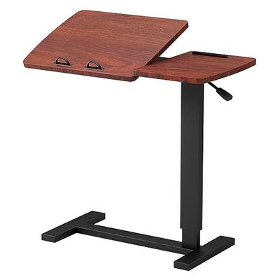 Adjustable Pneumatic Rolling Overbed Table with Tilting Top