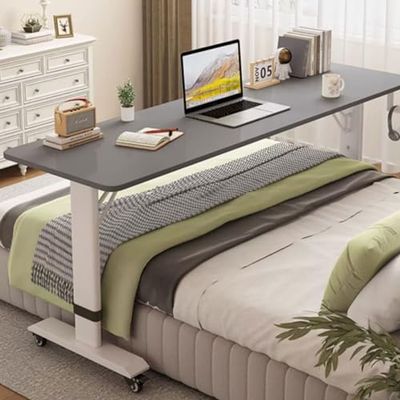 Height-Adjustable Overbed Table with Wheels