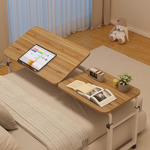 Height-Adjustable Overbed Desk with Tilting Tabletop and Locking Casters