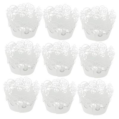 OFFSCH 60 White Paper Muffin Cups with Cutout Pattern