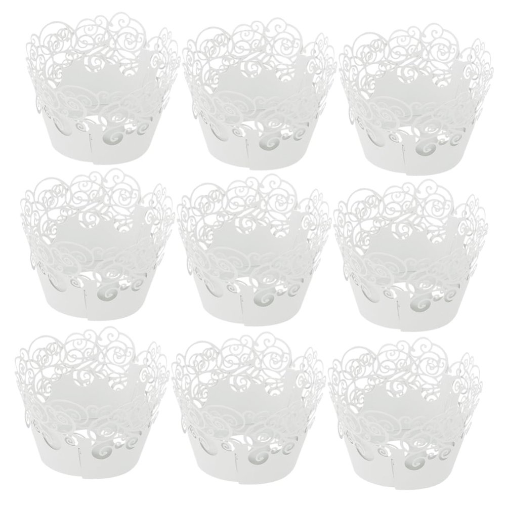 OFFSCH 60 White Paper Muffin Cups with Cutout Pattern