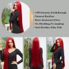Women's 40 in Long Straight Red Synthetic Wig, 130% Density, Middle Part view 4