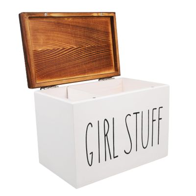 Warmhm Wooden Storage Box for Feminine Hygiene Products with Lid