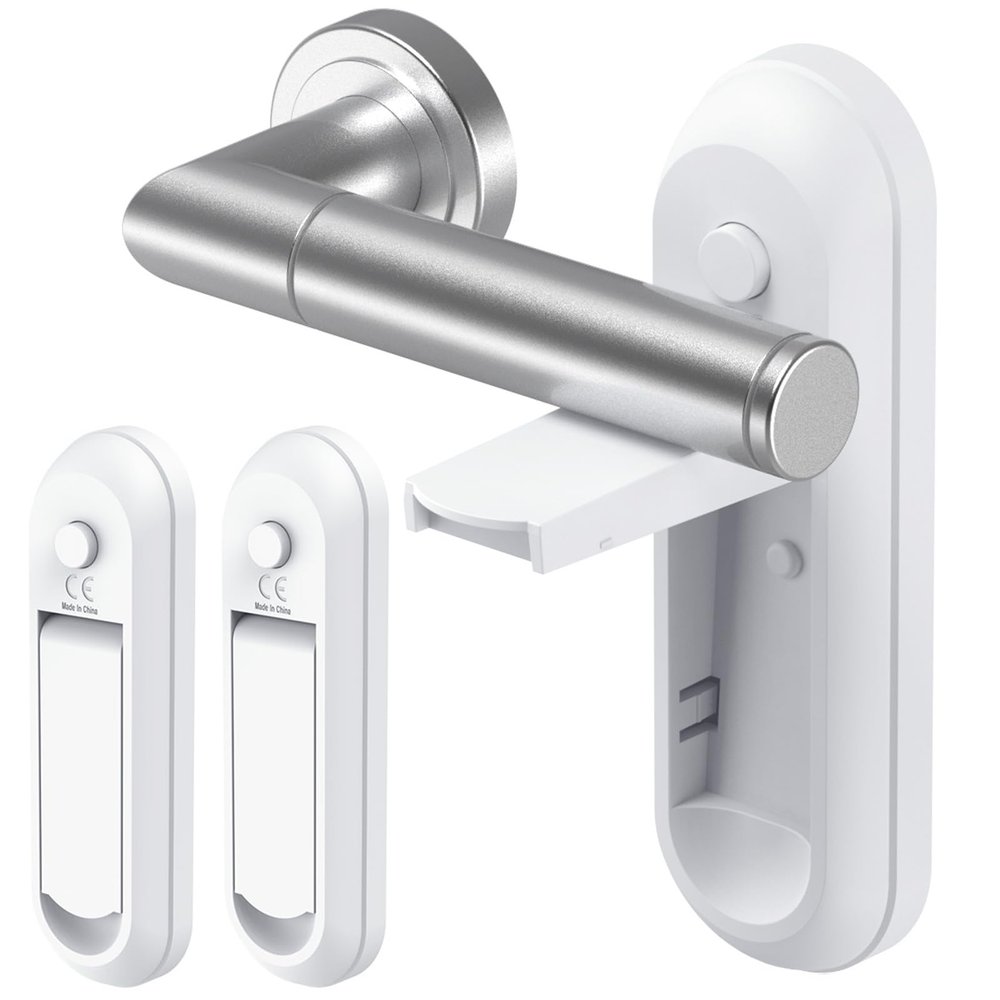 Shackcom 2-Pack Childproof Door Lever Locks, Self-Adhesive