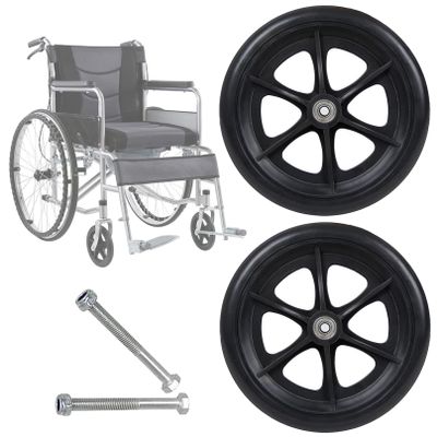 Wheelchair Replacement Front Wheels, 2-Pack Solid Anti-Slip Wheels, Black, 6 in (150 mm)