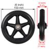 Wheelchair Replacement Front Wheels, 2-Pack Solid Anti-Slip Wheels, Black, 6 in (150 mm) view 4